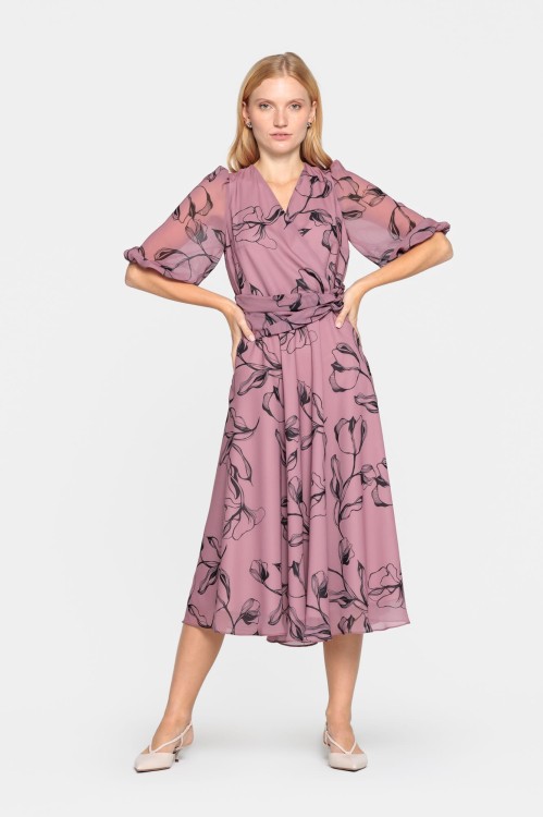 Elegancka sukienka w roślinny wzór1